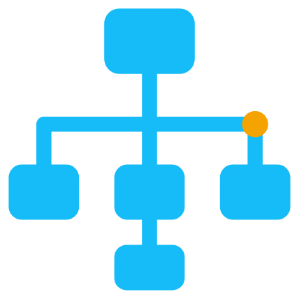 Blue sitemap tree icon of connected pages