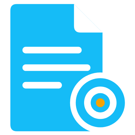Blue document icon with a target