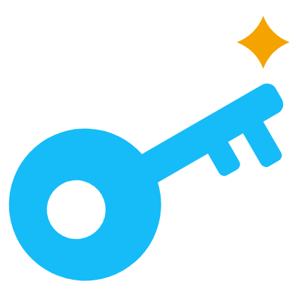 Blue key with an amber spark