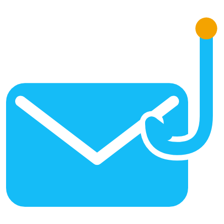 Blue envelope with a fish hook