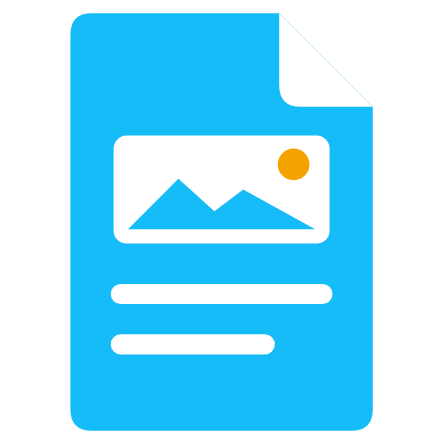 Blue blog page with an image block and text lines