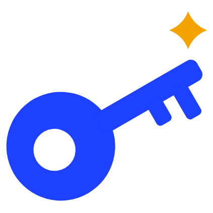 Blue key with an amber spark