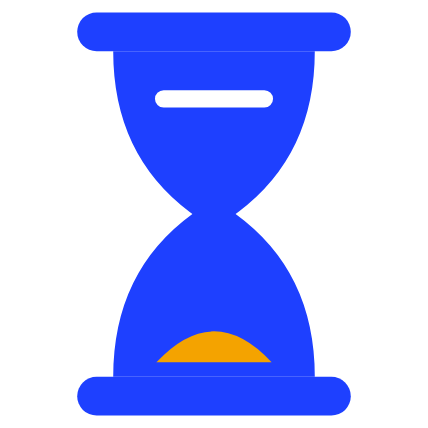 Blue hourglass with amber sand