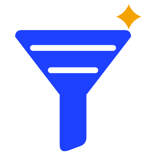 Blue funnel with an amber spark above