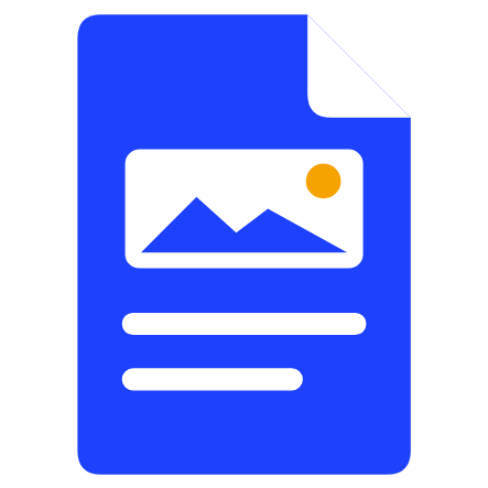 Blue blog page with an image block and text lines