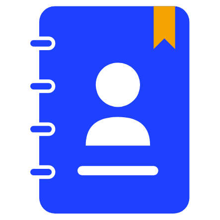 Blue address book with an amber bookmark