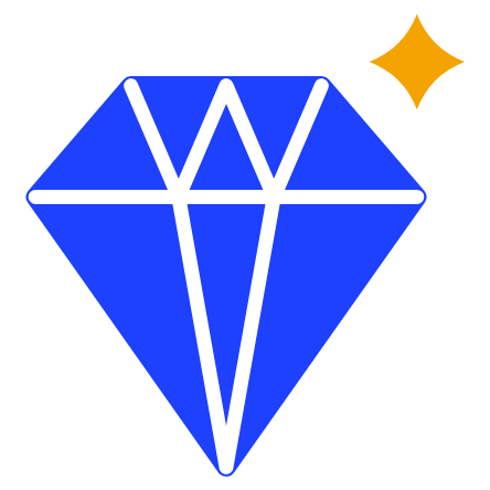 Blue faceted gem with an amber spark