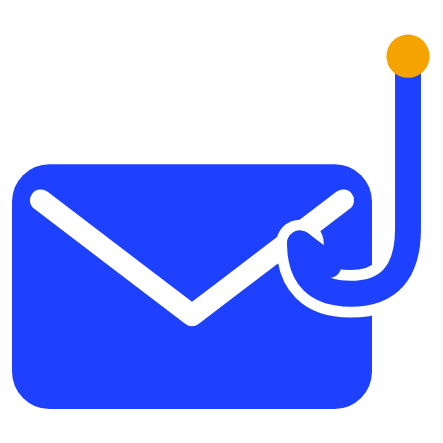 Blue envelope with a fish hook