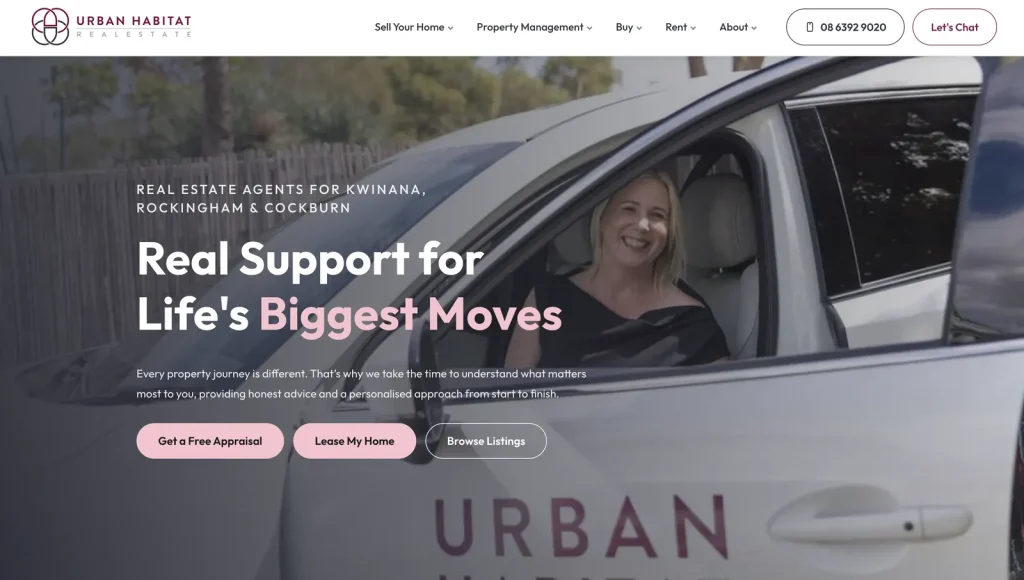 Urban Habitat Real Estate website home page designed by Halo Digital